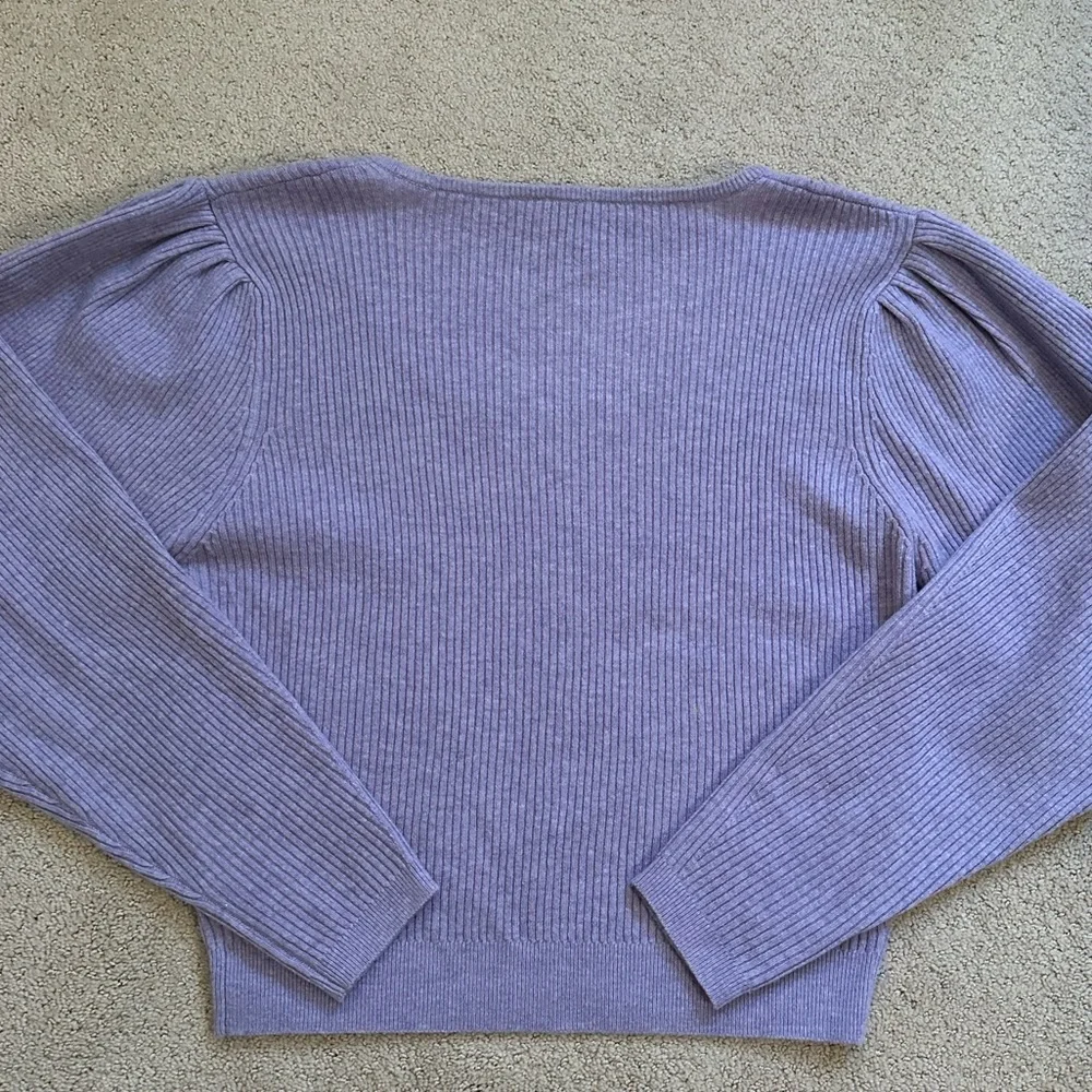 The Westside Kaia Purple Lavender Wool Cashmere Ribbed Knit Spring Sweater Large